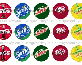 Sodas - INSTANT DOWNLOAD 1" Bottle Cap Images 4x6