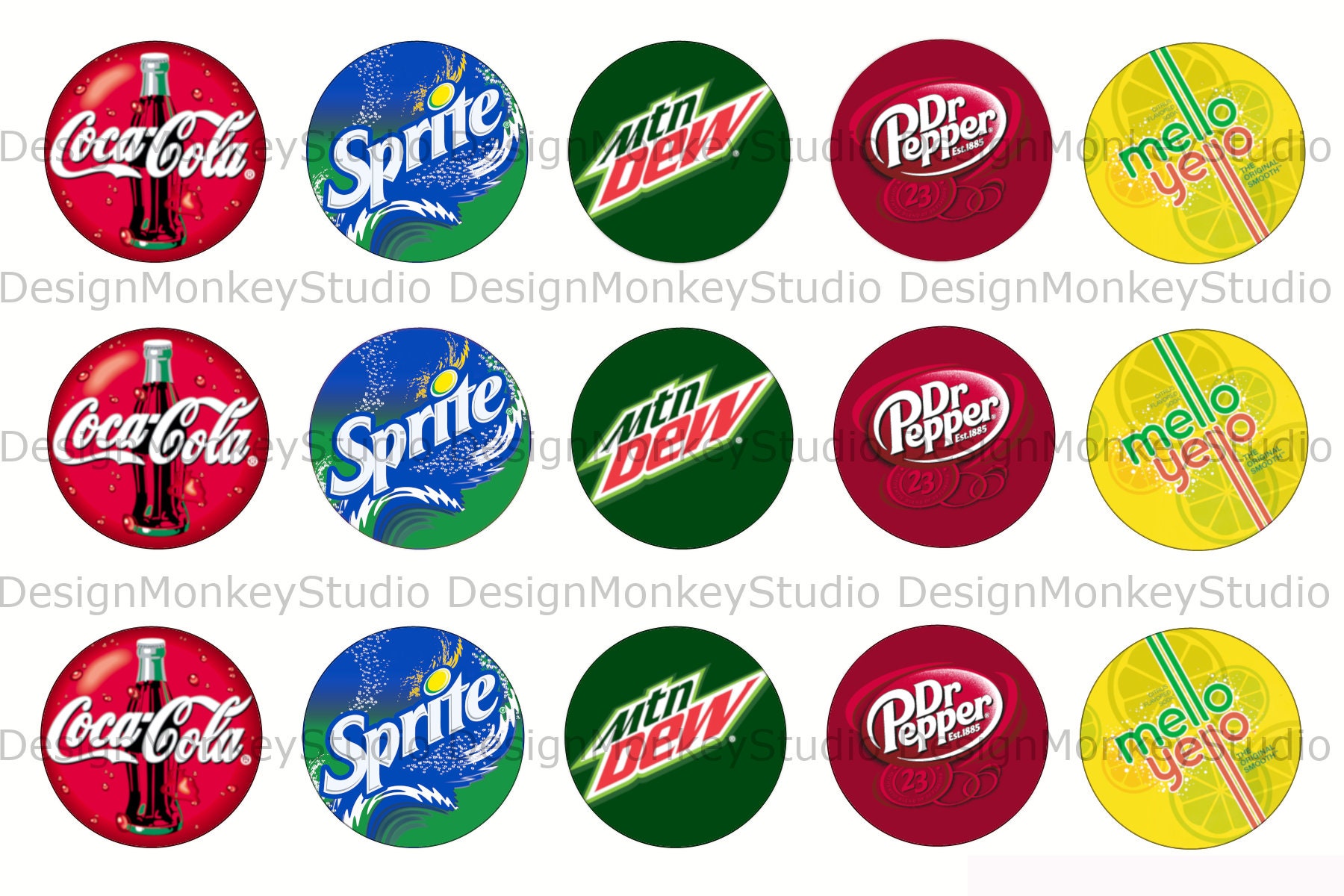 Sodas INSTANT DOWNLOAD 1 Bottle Cap Images 4x6 Etsy