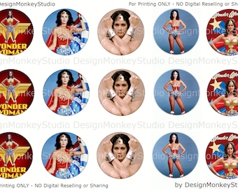 Wonderwoman Lynda Carter- INSTANT DOWNLOAD 1" Bottle Cap Images 4x6