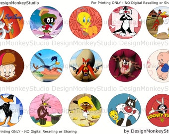 Loony Toons2- INSTANT DOWNLOAD 1" Bottle Cap Images 4x6