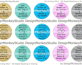 Southern Sayings - INSTANT DOWNLOAD 1" Bottle Cap Images 4x6