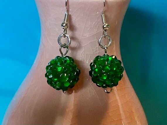 Green Ball Earrings Etsy