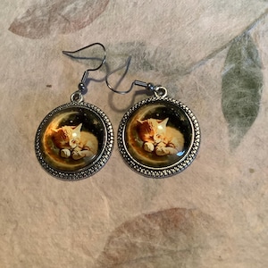 Orange kitten earrings