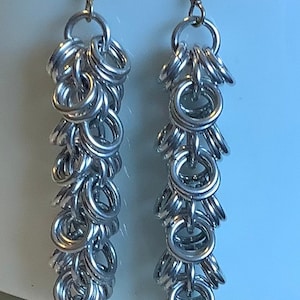 Chain Maille Silver Aluminum Shaggy Loops Earrings