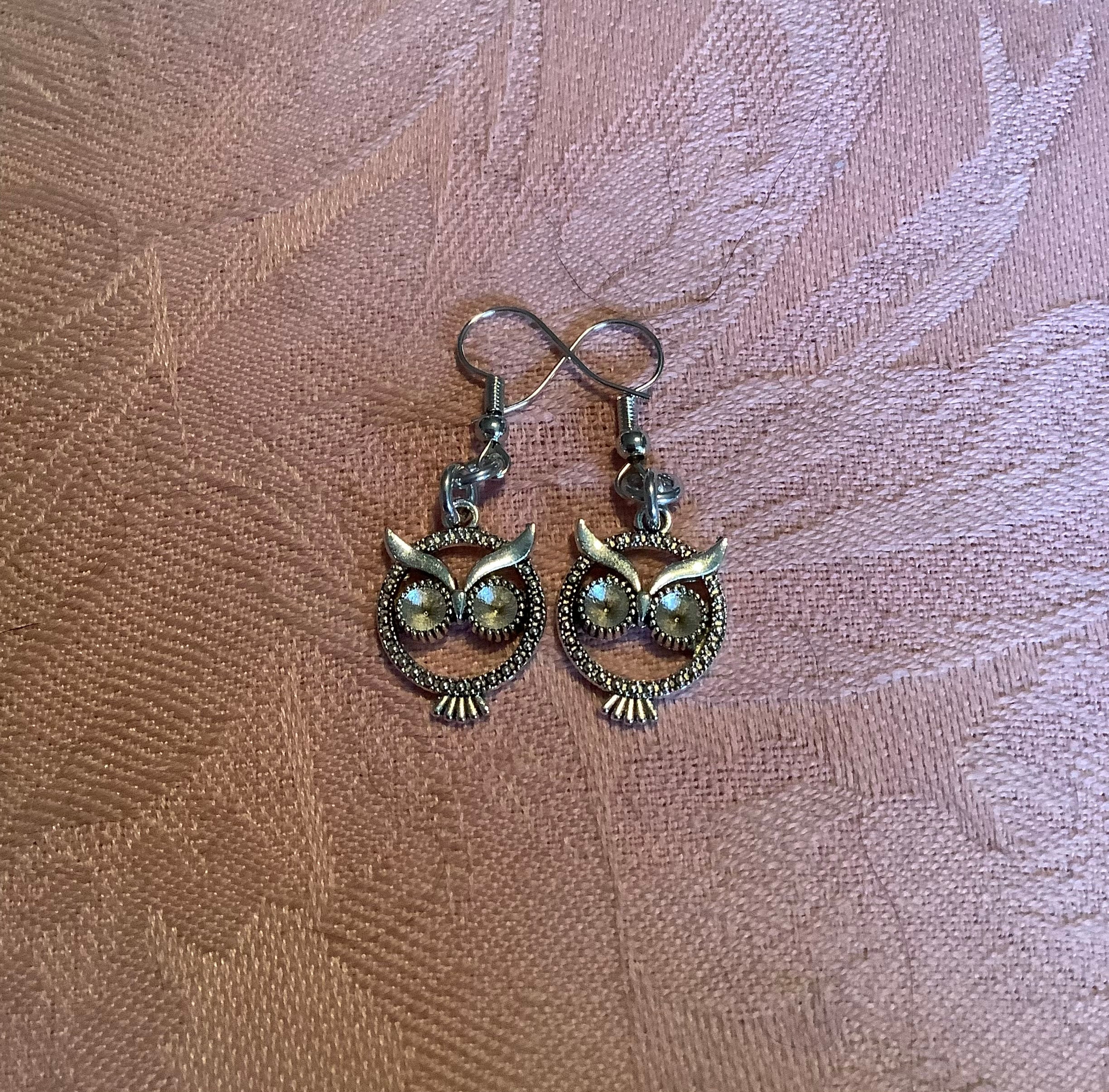 Silver Owl Earrings