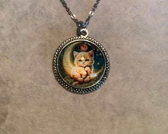 Orange kitten necklace