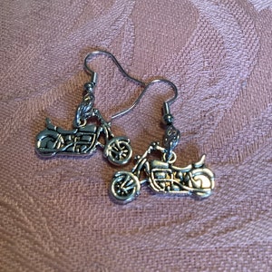 Silver Motorcycle Earrings