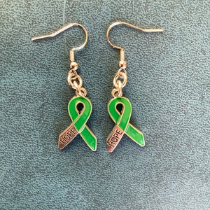 Green Liver Cancer Awareness Ribbon Earrings