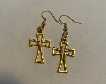 Gold Cross Earrings