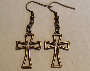 Gold Cross Earrings