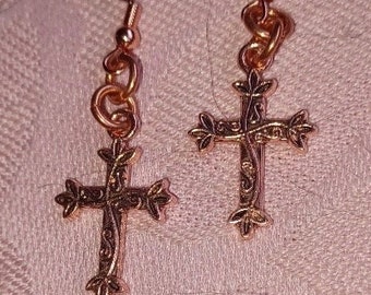 Copper Cross Earrings