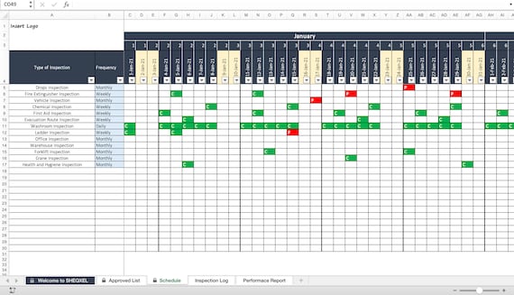 Workplace Inspection Schedule Health and Safety Template | Etsy