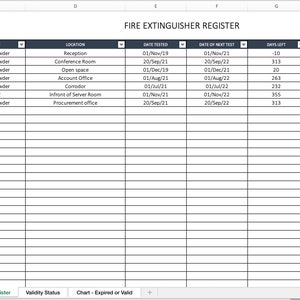 Brandblusserregister | Sjabloon voor gezondheid en veiligheid | Excel-sjabloon