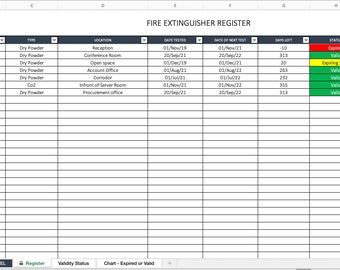 Fire Extinguisher Register | Health and Safety Template | Excel Template