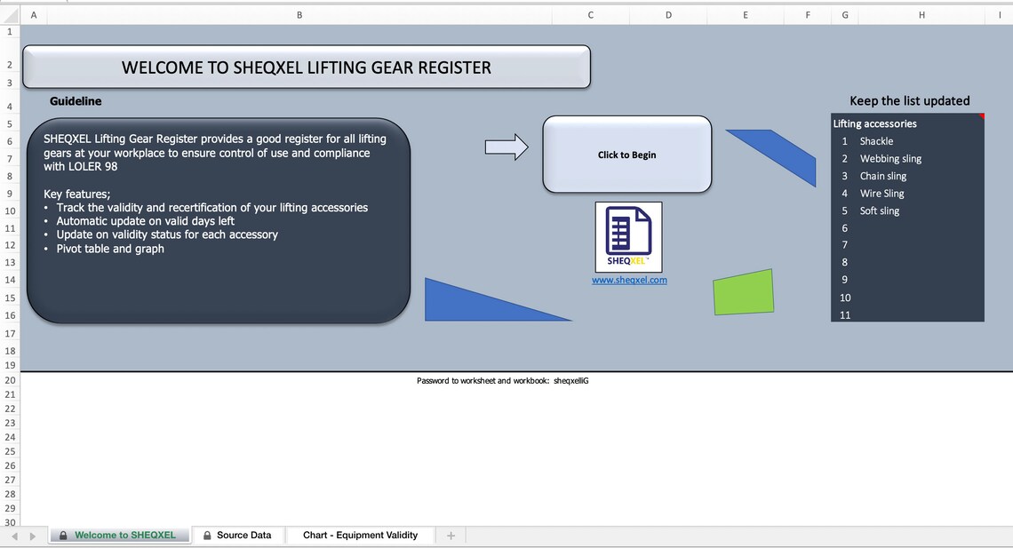 Lifting Gear Register Health and Safety Template Excel Etsy
