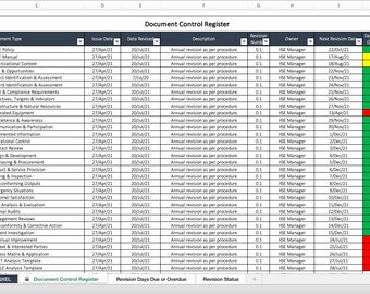 Lifting Gear Register Health and Safety Template Excel | Etsy UK