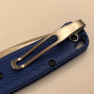 Satin Titanium Deep Carry Pocket Clip Made For Benchmade Bugout 535 knife