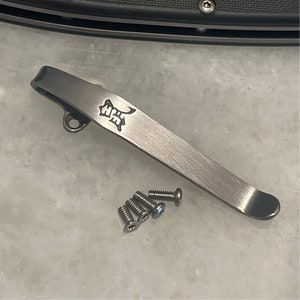 Satin Titanium Deep Carry Clip For Ontario Rat 1 Knife with Chinese Zodiac Rat Marking