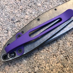Flat Purple Titanium Deep Carry Pocket Clip Made For Kershaw Leek 1660PUR Knife