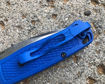 Matte Blue Titanium Deep Carry Pocket Clip Made For Benchmade Bugout 535 Folder Knife