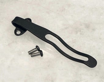 Black Titanium Deep Carry Pocket Clip Made For Kershaw Barracade 8650 Knife Tip Down