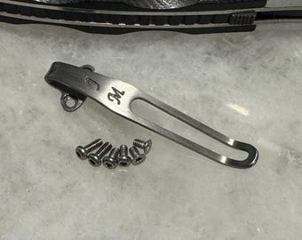Satin Titanium Deep Pocket Clip For Benchmade Barrage 585 580 583 581 Knife Customize Your Own 2 Letters Initial Or Numbers