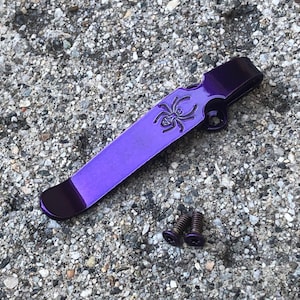 Translucent Purple Titanium Deep Carry Pocket Clip For Spyderco Manix 2 XL Knife Folder