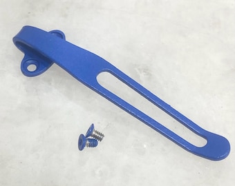 Flat Blue Titanium Deep Carry Pocket Clip Made For Zero Tolerance ZT0770  ZT0566 ZT0801 & Kershaw KO Knife