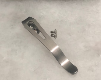 Satynowy, tytanowy, głęboki klips kieszeniowy do noża Kershaw Launch 4 7500BLK