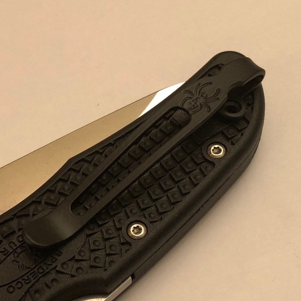 Matte Black Titanium Deep Carry Pocket Clip Made For Spyderco Endura 4 FRN Tip Up