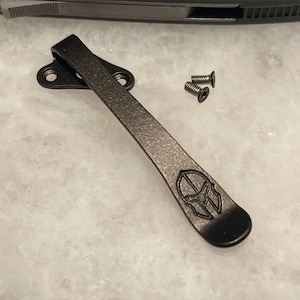 Donker vintage brons titanium deep-carry pocketclip voor Demko AD20.5-mes met Spartaanse helm