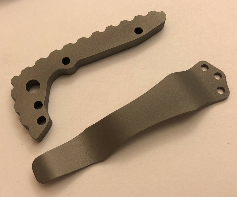 Flat Gray Titanium Back Spacer Set for Emerson CQC-7 Knife Nylon Spacer Model image 2