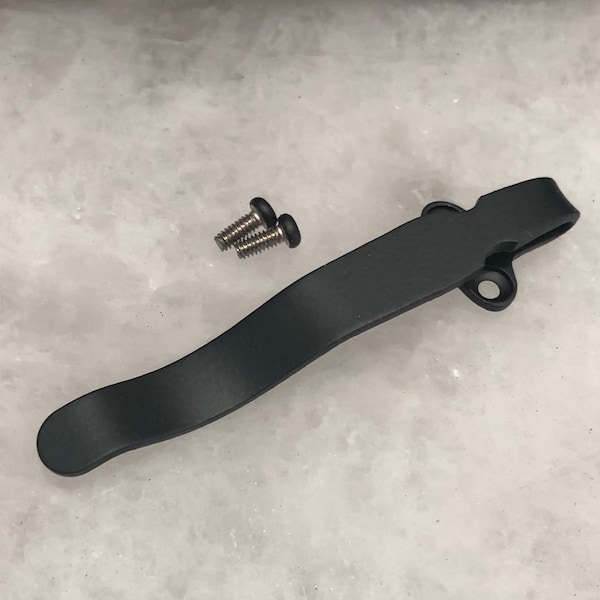 Flat Black Titanium Deep Pocket Clip For Benchmade 570 Presidio Folding Knives