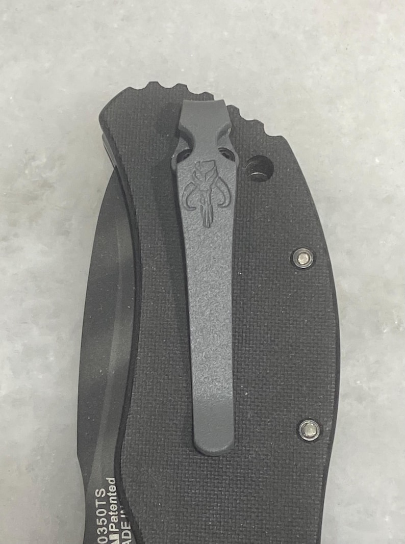 Flat Gray Titanium Deep Carry Pocket Clip For Zero Tolerance ZT0300 ZT0350 ZT0301 ZT0303 Knife with Mythosaur Skull image 10