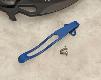 Flat Blue Titanium Deep Carry Pocket Clip For FOX KARAMBIT N690Co 479 599