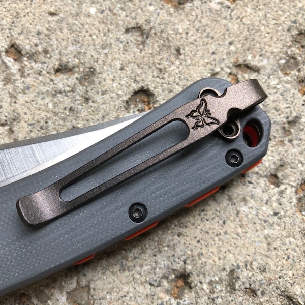 Dark BronzeTitanium Deep Carry Pocket Clip Made For Benchmade Crooked River and North Fork Knife
