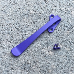 Flat Purple Titanium Deep Carry Pocket Clip For Andrew Demko AD20.5 Knife Folder - Right Hand