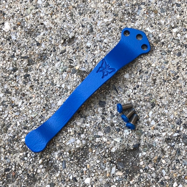 Flat Blue Titanium Pocket Clip Made For Benchmade Bugout 535 & 940 knife