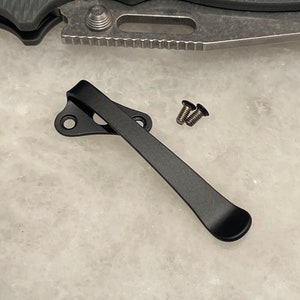 Flat Black Titanium Deep Carry Pocket Clip For Andrew Demko AD20.5 Knife Folder - Right Hand