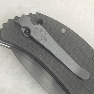 Flat Gray Titanium Deep Carry Pocket Clip For Zero Tolerance ZT0300 ZT0350 ZT0301 ZT0303 Knife with Mythosaur Skull image 2