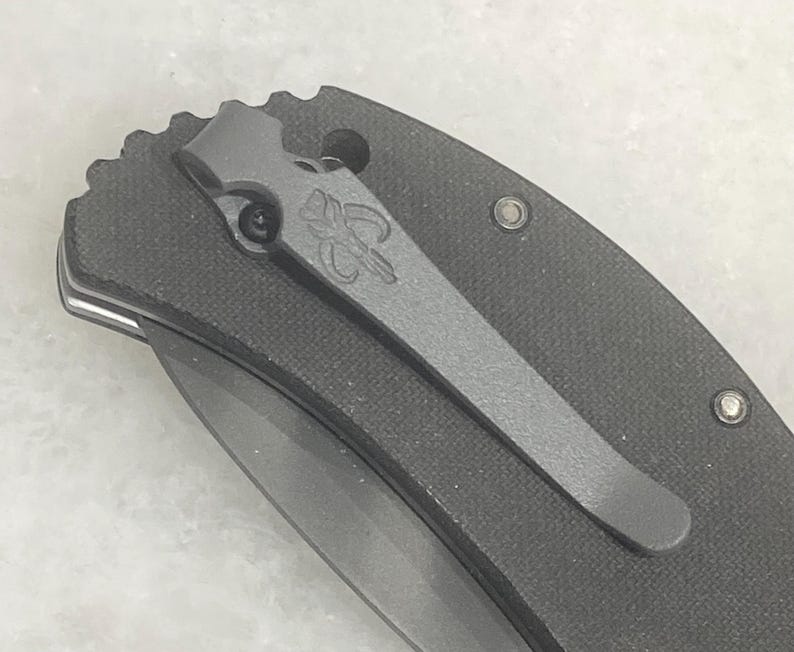 Flat Gray Titanium Deep Carry Pocket Clip For Zero Tolerance ZT0300 ZT0350 ZT0301 ZT0303 Knife with Mythosaur Skull image 2
