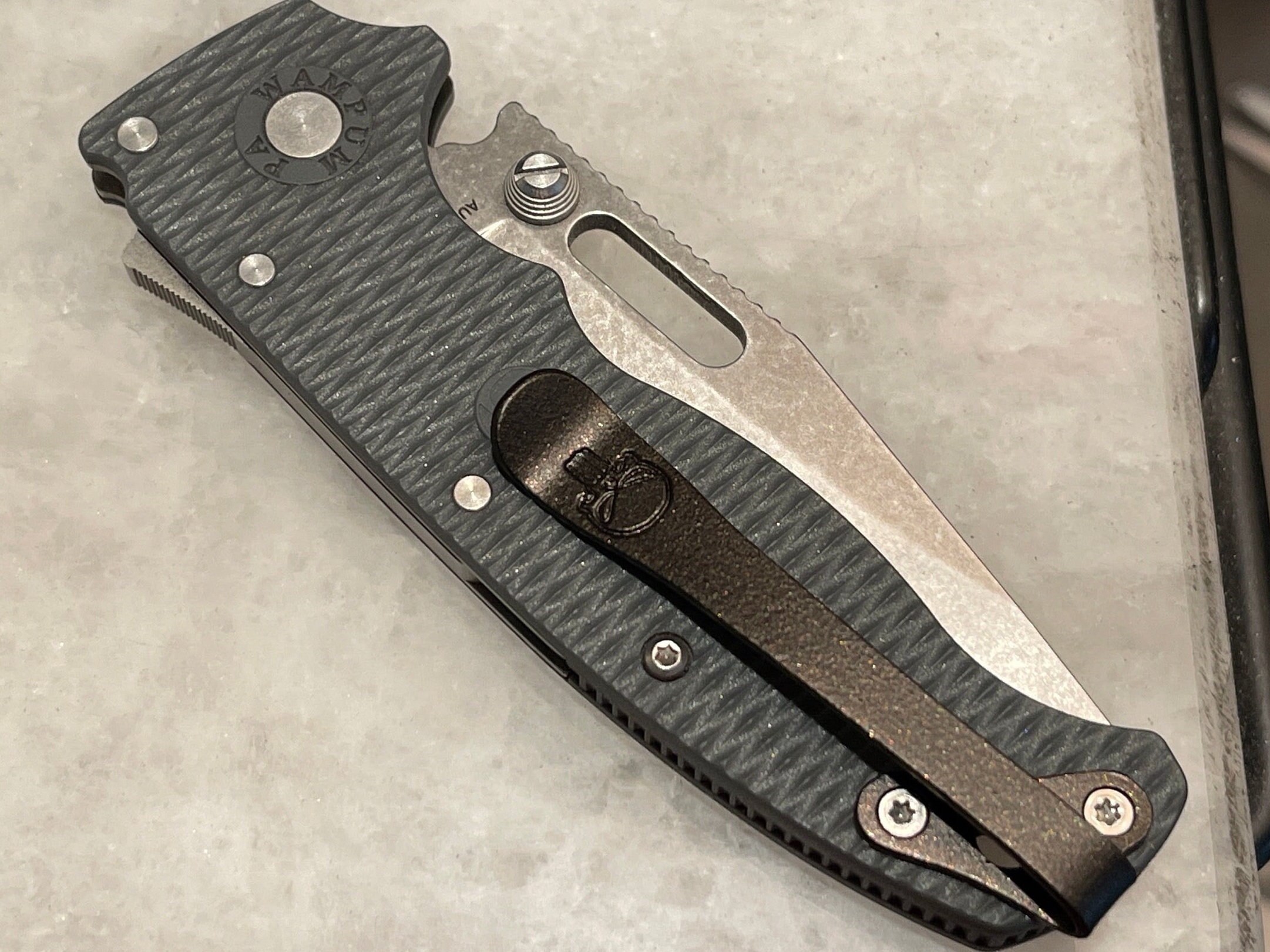Dark Bronze Titanium Deep Carry Clip for Demko AD20.5 Knife