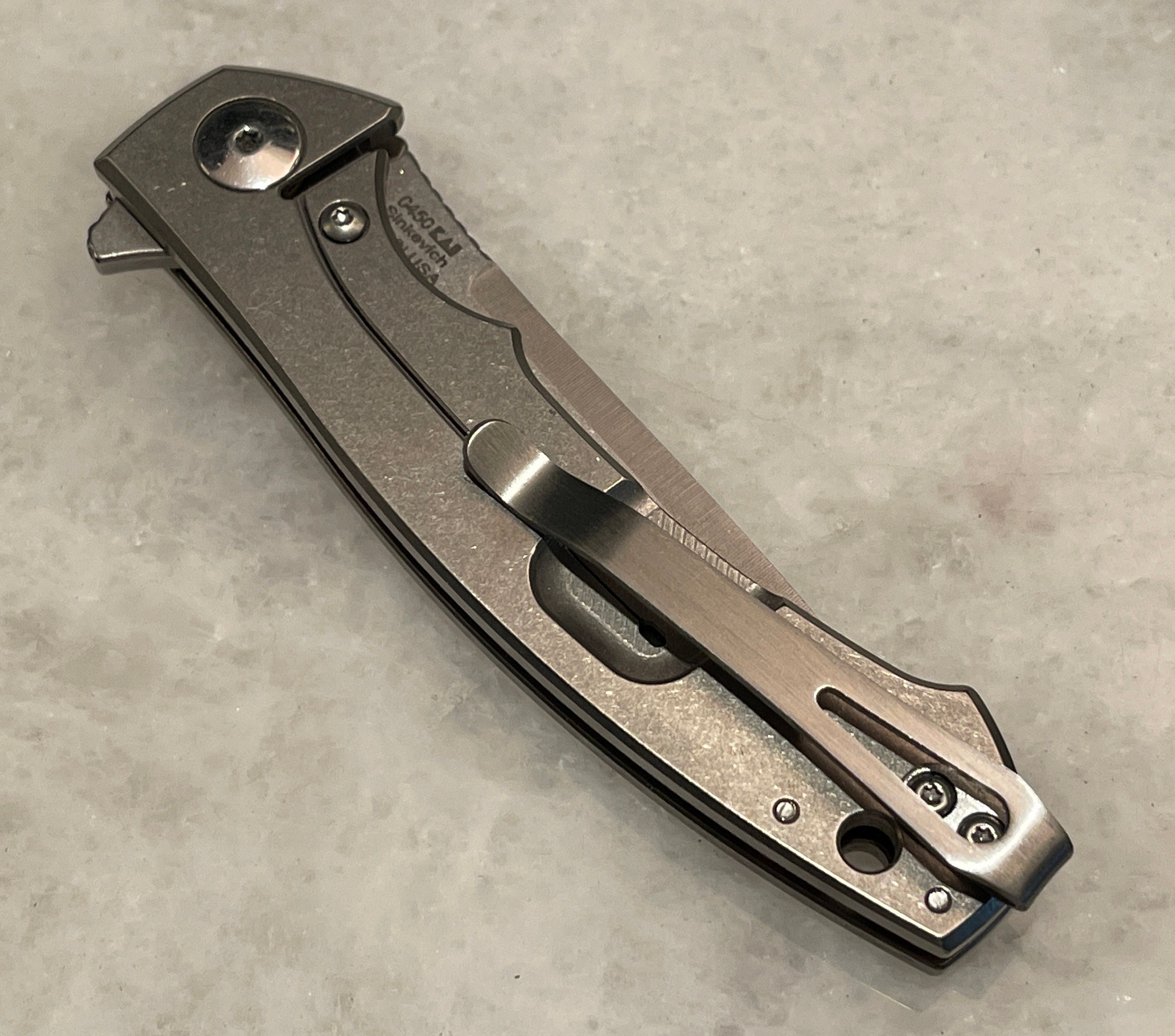 Titanium Deep Carry Pocket Clip for Zero Tolerance ZT0450 Folding Titanium Deep Carry Pocket Clip for Zero Tolerance ZT0450 Folding