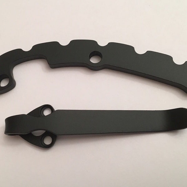 Black Titanium Back Spacer & Pocket Clip Set for Spyderco Tenacious C122GP Knife