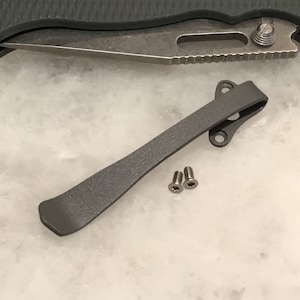 Flat Gray Titanium Deep Carry Pocket Clip For Demko AD20.5 Knife Folder - Right Hand