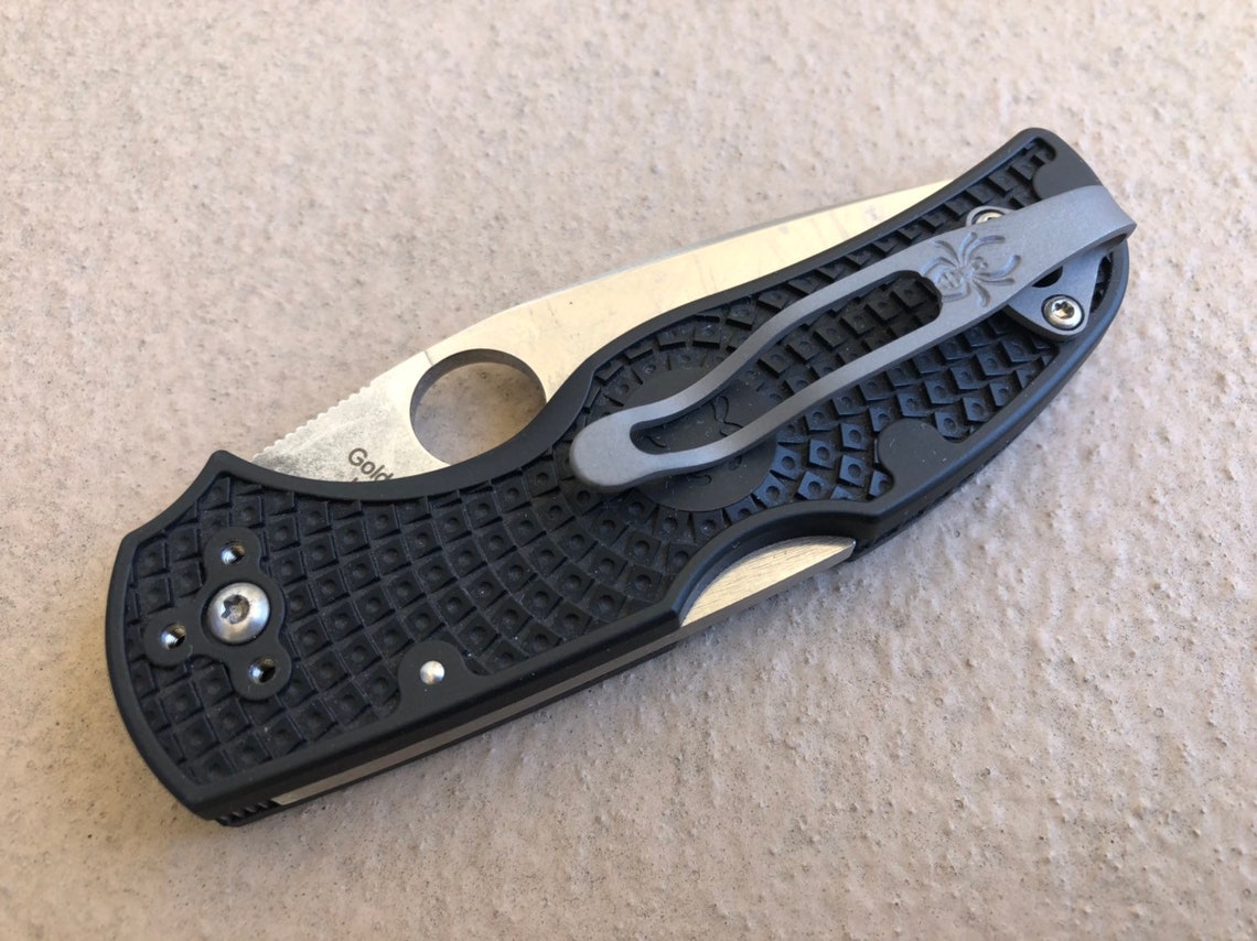 Flat Gray Titanium Deep Carry Pocket Clip Made For Spyderco Etsy