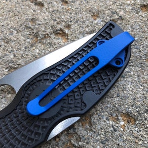 Blue Titanium Pocket Clip For Spyderco Native 5 FRN Lightweight C41SBK5 C41PBK5