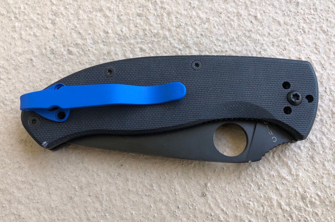 Spyderco Pocket Clip Blue Titanium Deep Pocket Clip Made for Etsy