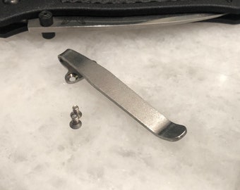 Raw Finish Titanium Deep Carry Pocket Clip For Benchmade Bugout 535 & 940 knife
