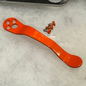 Rescue Orange Titanium Pocket Clip For Spyderco Delica 4 FRN C11FPOR & Para 3 Knife